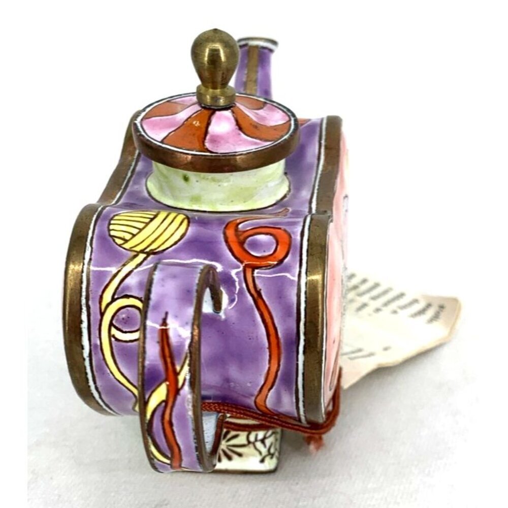 Kevin Chen Miniature Teapot Enamel Hand Painted Cats with Box - Picture 5 of 10